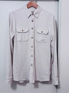 Faherty Mens Legend Shirt Sweater Size L Chore Comfort Cool Weather Solid Cream